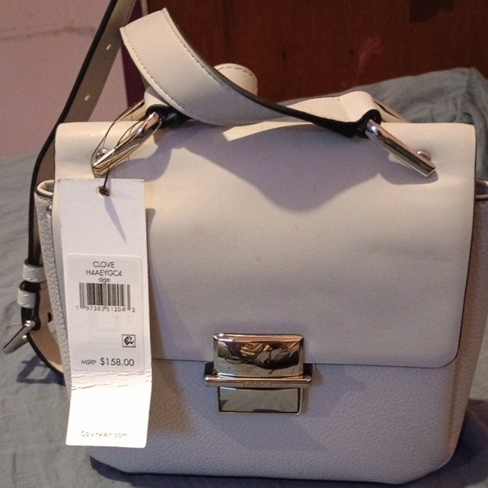 Calvin Klein Collection White Crossbody Bag with Minimalist Design